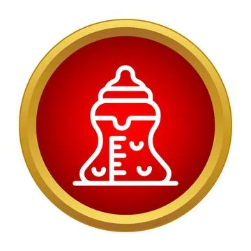 Baby feeding bottle icon button for infants Stock Illustration