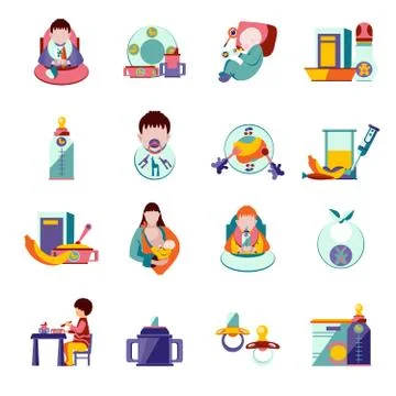 Baby Feeding Icons Stock Illustration