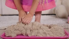 Baby Feet in the Sand. with Kinetic Sand Box Stock Video - Video of  digging, motion: 96293689