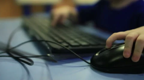 Baby Fingers on Computer Mouse Stock Footage 50547689