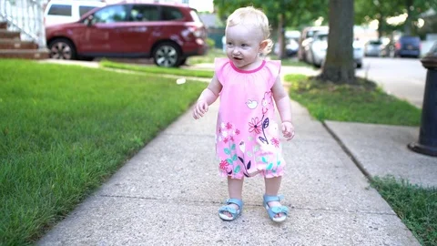 Baby first steps Stock Footage 92105564