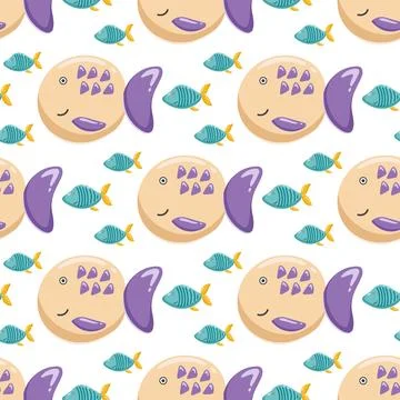 Baby fish seamless pattern Stock Illustration