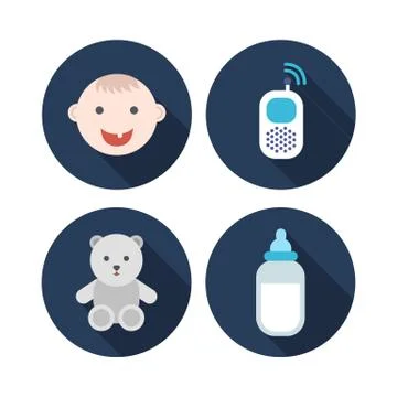 Baby flat icons set, vector color illustration Stock Illustration