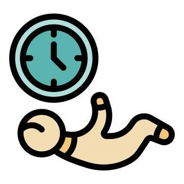 Baby floating in zero gravity near clock, time flies metaphor Stock Illustration