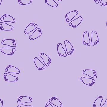 Baby foots line seamless pattern Stock Illustration