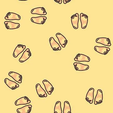 Baby foots vector seamless pattern Stock Illustration