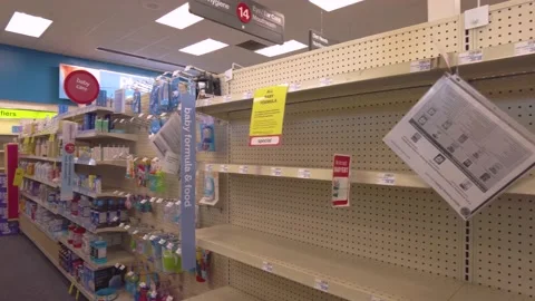 Baby Formula Shortage | Empty Store shelves Stock Footage 196524039