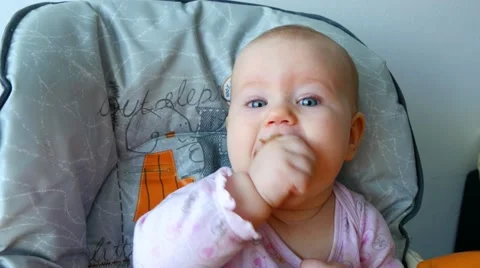 Baby Girl Having Piece Of Bread Stock Footage 59663212