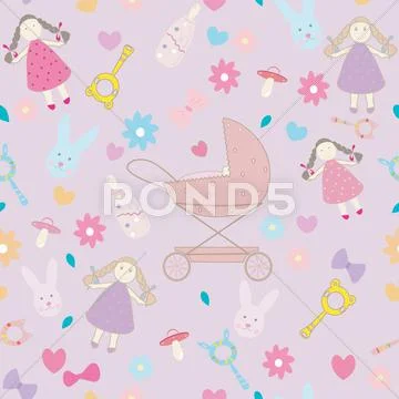 Baby girl texture layette pattern Stock Illustration
