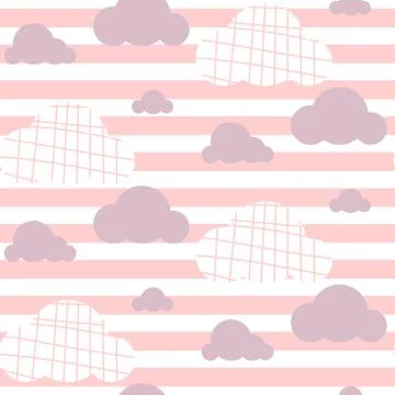 Baby girl vector seamless pattern. Light pink fun sky print for textile Stock Illustration