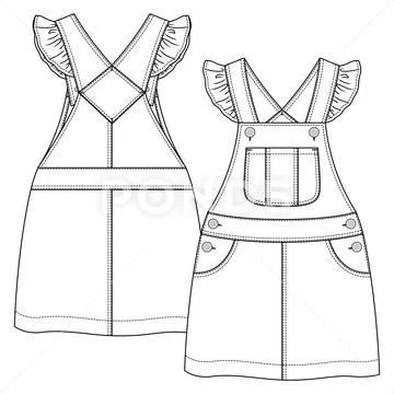Baby Girls Dress Design Technical Drawing Stock Vector (Royalty Free)  2356456617 | Shutterstock