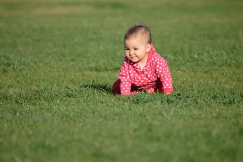 Baby on the grass Stock Photos