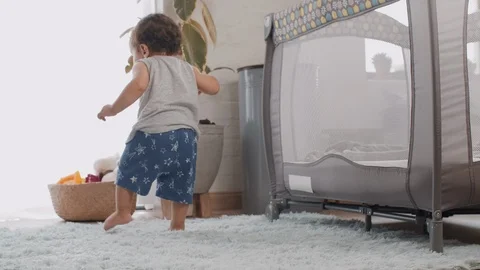 Baby at home first steps Stock Footage 104607401