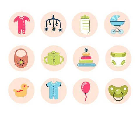 Baby icon set. Stock Illustration
