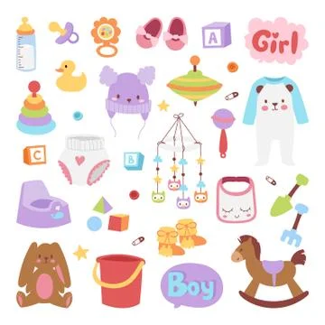 Baby icons set vector Stock Illustration