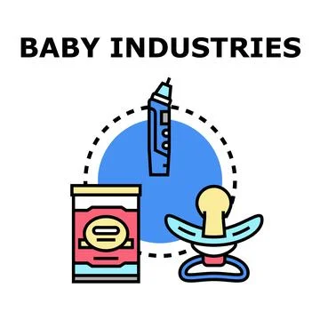 Baby industries products development vector concept 스톡 일러스트