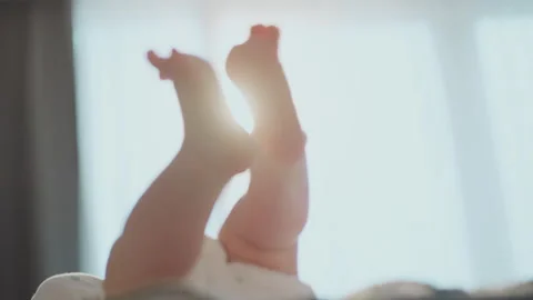 Baby infant lying on the bed 스톡 동영상 234335232