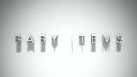 Baby items 3D title animation with shadows on a white background Stock Footage 297670161