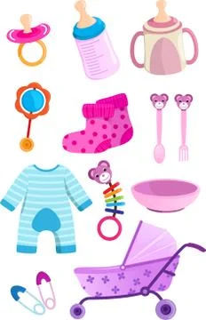 Baby items Illustrazione stock