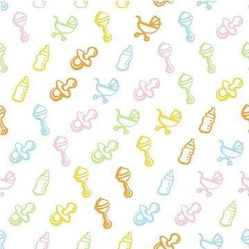 Baby Items Seamless Pattern. Vector seamless pattern illustration イラスト素材