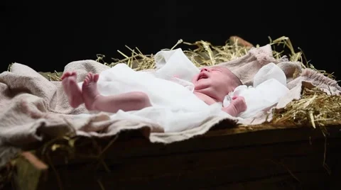 Baby Jesus on the manger Stock Footage