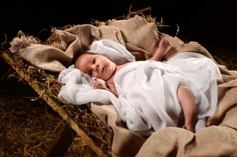 Baby Jesus on the Manger Stock Photos