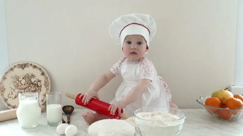 Baby in the kitchen 1 Stock Footage 63294378