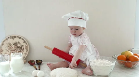 Baby in the kitchen 2 Stock Footage 63294390