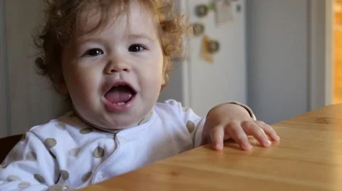 Baby in the kitchen Stock Footage 49949666