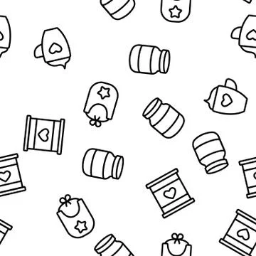 Baby Kitchen Vector Seamless Pattern Stock Illustration