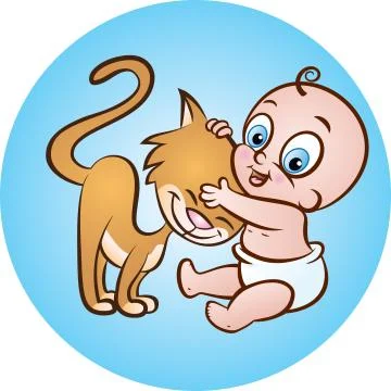 Baby with kitty 스톡 일러스트