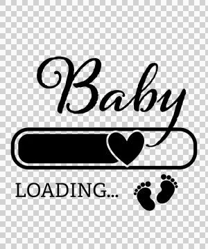 Baby Loading Status Bar With Heart footprints black white Stock Illustration