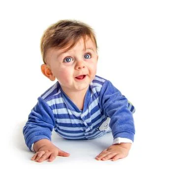 Baby looking up Stock-Fotos