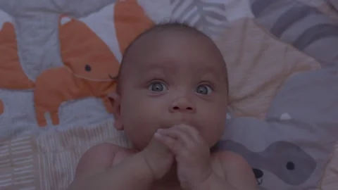 Baby looking up smiling Stock Footage 240967287
