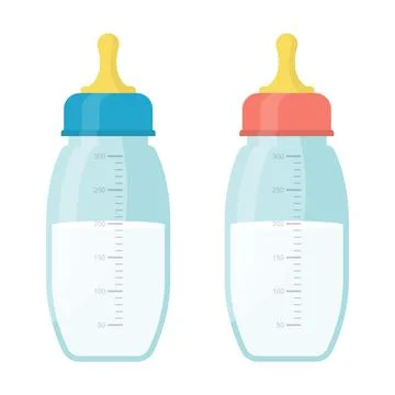 Baby milk bottle set vector illustration Stock Illustration
