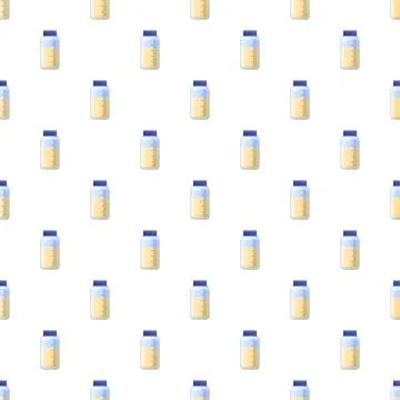 Baby milk bottles pattern repeating for nursery design Stock Illustration