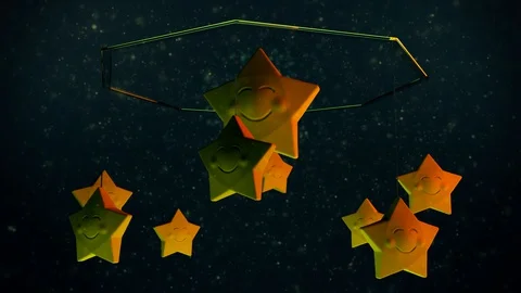 Baby mobile carrousel stars rotating 4k Stock Footage