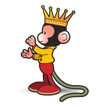 Baby monkey with crown Illustrazione stock