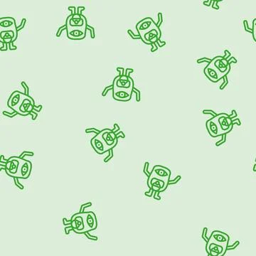 Baby monster alien line vector seamless pattern Illustrazione stock