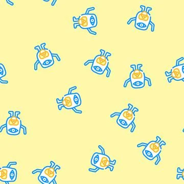 Baby monster alien vector seamless pattern 스톡 일러스트