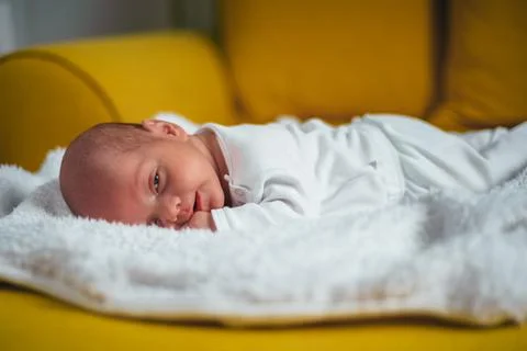 Baby napping at home Stock Photos