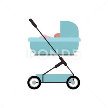 Baby newborn in the stroller isolated icon Stock Illustrationen