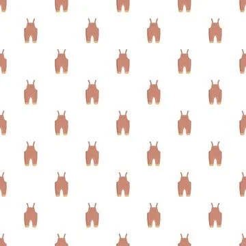 Baby overalls forming a repeated pattern on a white background Stock Illustration