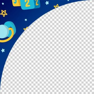 Baby pacifier and numbered blocks are floating among stars in flat design on Stock Illustration