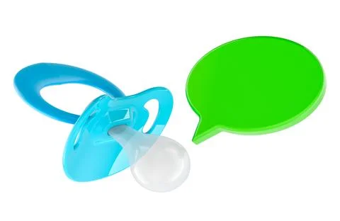 Baby pacifier and speech bubble. First words and the beginning of communica.. Stock Illustration