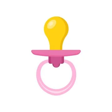Baby pacifier icon in flat style. Nipple for newborn child vector illustrat.. Stock Illustration
