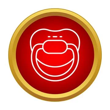 Baby pacifier icon inside red circle Stock Illustration