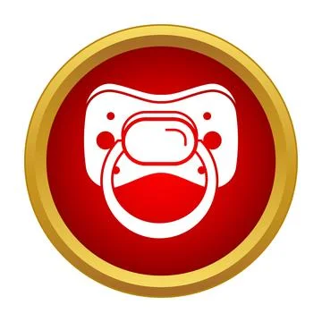 Baby pacifier icon inside red gold circle Stock Illustration