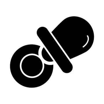 Baby pacifier vector icon. Black and white baby dummy illustration. Solid linear 스톡 일러스트