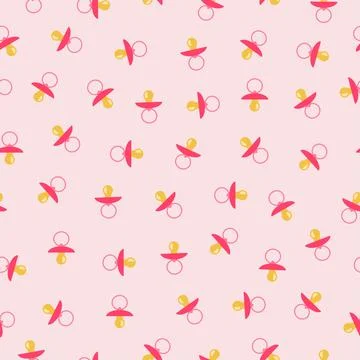 Baby pacifier vector seamless pattern Stock Illustration